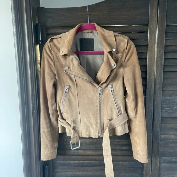 All Saints Suede Western Biker Jacket - Picture 3 of 6